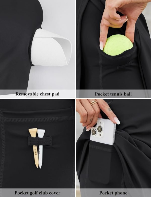 Womens Tennis Dress with Built in Shorts and Bra Athletic Workout Exercise Golf Dress Backless Cut-Out Active Dress