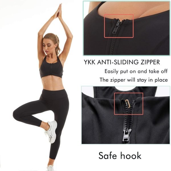 71jd8d3JkjL._AC_SL1500 Womens Sports Bra with Zip Closure and Racerback,Wireless Bras,Four-Way Stretch Fabric with Removable Padded