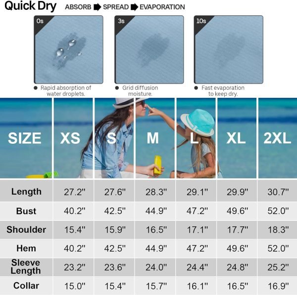 71ljr0i7KaL._AC_SL1500 Women's Quick Dry Sun UV Protection Convertible Long Sleeve Safari Shirts for Hiking Camping Fishing Sailing