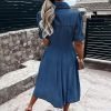 71mO9VfnD6L._AC_SL1500 Women Denim Shirt Dress V Neck Short Sleeve Long Bottom Down A-Line Jeans Dresses with Pockets