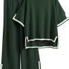 71m_4fjq6DL._AC_SL1500 Womens Knit 2 Piece Sweater Sets Short Sleeve Pullover Tops Elastic Waist Wide Leg Pants Lounge Set