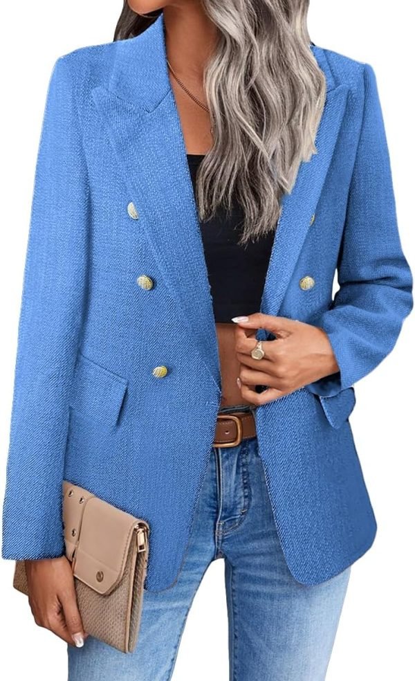 71madoYUKTL._AC_SL1200 Womens Casual Blazer 2024 Spring Open Front Business Work Tweed Plaid Jacket Suit Pocket (S-XXL)