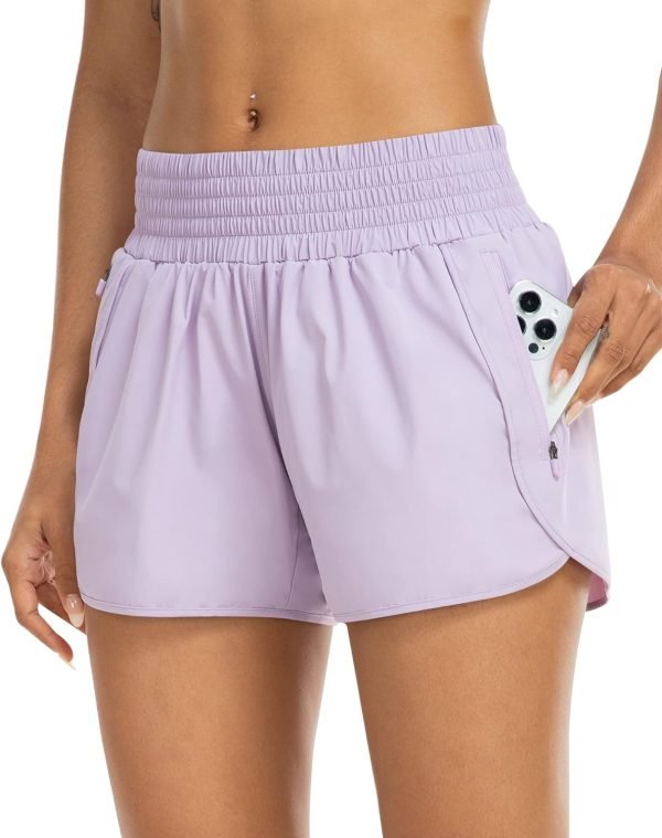 71p8ckWQNYL._AC_SL1500 Athletic Shorts for Women with Pockets High Waist Running Workout Shorts Gym Yoga White Summer Shorts
