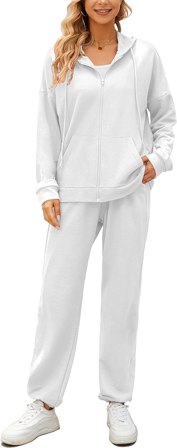 71qxz3RV6IL._AC_SL1500 Women 2 Piece Outfits Tracksuit Casual Zip Up Hoodie Sweatsuits Jogging Long Pant Set
