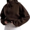 71rhRpcuLkL._AC_SL1500 Women's Full Zip Fleece Short Jacket Oversized Athletic Running Long Sleeve Stand Collar Crop Warm Sherpa Coat