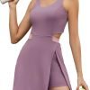 Womens Tennis Dress with Built in Shorts and Bra Athletic Workout Exercise Golf Dress Backless Cut-Out Active Dress