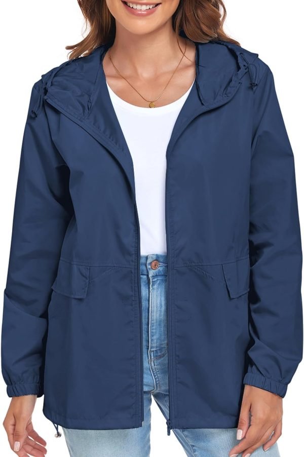 71tEtA4E29L._AC_SL1500 Women's Lightweight Raincoat Waterproof Packable Outdoor Windproof Hooded Active Rain Jacket S-XXL