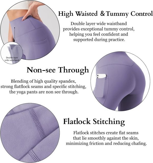 71tFYo_rpL._AC_SL1500 High Waisted Yoga Pants with Pockets, Tummy Control Workout Athletic Yoga Leggings for Women