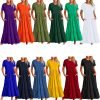 Womens Summer Dresses Casual Short Sleeve Crewneck Swing Dress Casual Tiered t Shirt Dress with Pockets 2024 Trendy Outfits