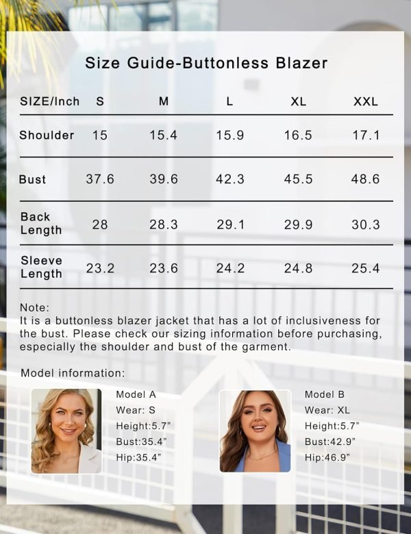 71v66Ex2ltL._AC_SL1500_8e7c4894-c4d8-4941-848d-20ad286b5ad1 Women Open Front Blazers Long Sleeve Casual OL Office Slim Buttonless Suit Jacket with Pockets