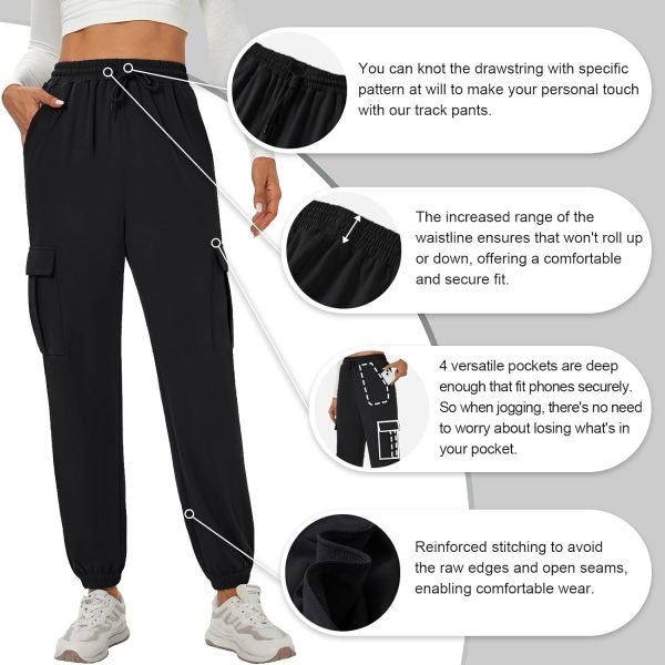 71wgSRyFNoL._AC_SL1500 Womens Cargo Pants Stretchy High Waisted Joggers Baggy Casual Drawstring Sweatpants with Pockets Hiking Pant
