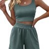 71x1aKShZ1L._AC_SL1500 Trendy Queen Two Piece Summer Outfits Women Shorts Sets 2 Piece Sleeveless Matching Lounge Crop Top and High Waisted Shorts
