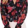 71xIau8ZpaL._AC_SL1500 Womens Casual Boho Floral Print V Neck Long Sleeve Blouses Button Down Shirts Dressy Chiffon Loose Ruffle Tops