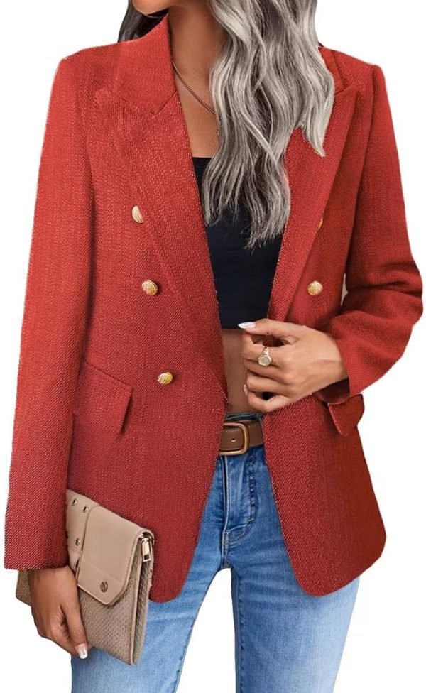 71xtIuYlyXL._AC_SL1200 Womens Casual Blazer 2024 Spring Open Front Business Work Tweed Plaid Jacket Suit Pocket (S-XXL)