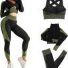 71yhH1pdgJL._AC_SL1500 Women's 3 PC Seamless Gym Clothing Workout Outfit with Jacket Bra & Leggings Set