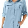 71yldW2kwWL._AC_SL1500 Women's UPF 50+ Long Sleeve UV Sun Protection Safari Shirt, Quick Dry SPF Hiking Fishing Breathable Shirts