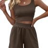 71zX746PBLL._AC_SL1500 Trendy Queen Two Piece Summer Outfits Women Shorts Sets 2 Piece Sleeveless Matching Lounge Crop Top and High Waisted Shorts