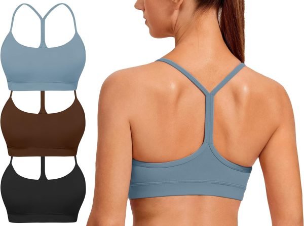 819iGNQ_gcL._AC_SL1500 Spaghetti Strap Padded Sports Bras for Women - Y Back Yoga Workout Tops (3 Pack)