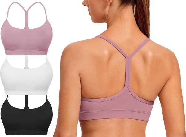 81E13M9Yd5L._AC_SL1500 Spaghetti Strap Padded Sports Bras for Women - Y Back Yoga Workout Tops (3 Pack)