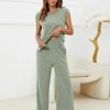 81LSkra3q6L._AC_SL1500 Pajama Sets for Women 2 Piece Ribbed Knit Summer Cute Pj Set Comfy Matching Lounge Sets Loungewear Sleepwear