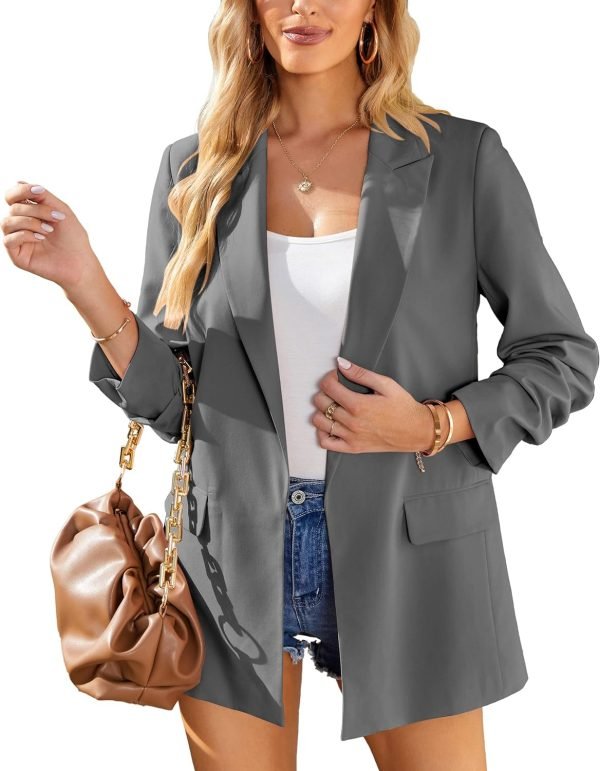 Womens Casual Blazers Long Sleeve Lapel Button Slim Work Office Blazer Jacket