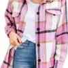 81OCM-3bQVL._AC_SL1500 Trendy Queen Womens Flannel Shacket Jacket Casual Plaid Button Down Long Sleeve Shirt Fall Clothes Outfits