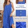 81PEm2k0AuL._AC_SL1500 Women's Nightgown Sleeveless Sleepwear Wide Strap Sleep Shirt Pleated Scoopneck Nightshirt