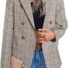 81Tj3QVRmUL._AC_SL1500 Womens Casual Blazer 2024 Spring Open Front Business Work Tweed Plaid Jacket Suit Pocket (S-XXL)