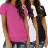 Womens 3 Pack T Shirts Basic Short Sleeve Tees Crewneck Fashion Tops Loose Fit Lightweight Casual Summer Clothes 2024