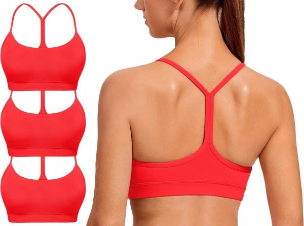81f4sys3TIL._AC_SL1500 Spaghetti Strap Padded Sports Bras for Women - Y Back Yoga Workout Tops (3 Pack)