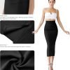 81hwnY2InsL._AC_SL1500 Women Office Work Pencil Skirts Stretchy High Waist Tummy Control Nylon Midi Bodycon Skirts Below Knee Back Slit