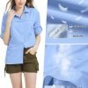 81j1PlxR4UL._AC_SL1500 Womens Sun Protection Safari Shirt Quick Dry SPF 50 UV Lightweight Fishing Travel Hiking Outdoor Shirts with Zipper Pockets