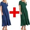 Womens Summer Dresses Casual Short Sleeve Crewneck Swing Dress Casual Tiered t Shirt Dress with Pockets 2024 Trendy Outfits