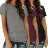 Womens 3 Pack T Shirts Basic Short Sleeve Tees Crewneck Fashion Tops Loose Fit Lightweight Casual Summer Clothes 2024
