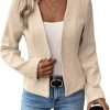 81rknQRm0ZL._AC_SL1500 2024 Summer Cropped Collarless Blazer Lightweight Fully Lined Open Front Elegant Petite Work Office Jackets