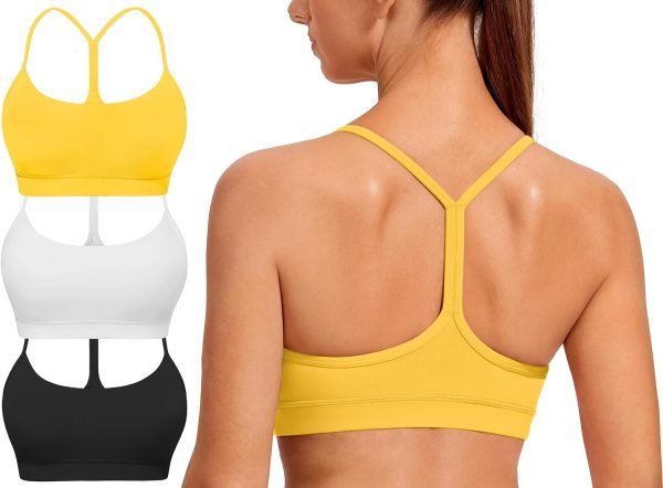 81zFksyNz5L._AC_SL1500 Spaghetti Strap Padded Sports Bras for Women - Y Back Yoga Workout Tops (3 Pack)