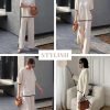 910atpjukNL._AC_SL1500 Womens Knit 2 Piece Sweater Sets Short Sleeve Pullover Tops Elastic Waist Wide Leg Pants Lounge Set