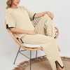 91rkp09mfpL._AC_SL1500 Womens Knit 2 Piece Sweater Sets Short Sleeve Pullover Tops Elastic Waist Wide Leg Pants Lounge Set