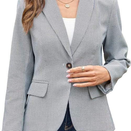 Womens Casual Blazers Long Sleeve Lapel Button Slim Work Office Blazer Jacket